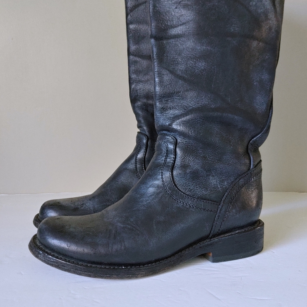 Freebird Contra Tall Boots Western Moto Size 7 Leather Blue Black - Picture 5 of 16